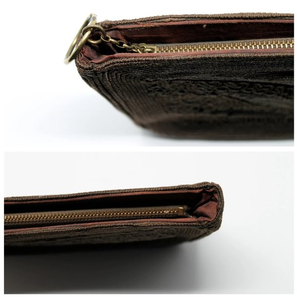 Vintage VTG 1940s Brown Corde Zipper Clutch | Clutches | Purses | Bags | Wedding - Picture 4 of 10